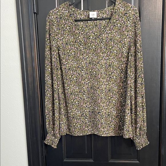 CAbi #4161 Chorus Blouse Multicolor Floral Blouse - Black, Green, Purple, Pink - Picture 1 of 5